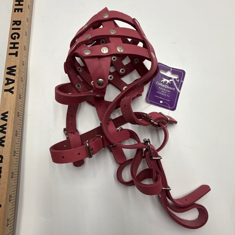 CollarDirect Pink Leather Dog‎ Muzzle Adjustable Basket Style Pet Safety 05977